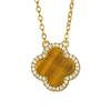Jewelry Set Earrings Necklace Bracelet New Accessories Four Leaf Clover Natural Tiger Eye Stone Light Luxury Women's
