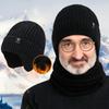 Chapeau tricoté d'hiver pour homme en peluche, chaud, casquette à visière, cache-oreilles, décontracté, mode, doublé en fausse fourrure, chapeaux de bombardier, cyclisme, protection des oreilles