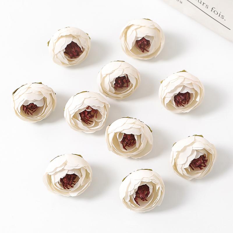 5/10/20Pcs 3cm Silk Tea Roses Heads Artificial Flowers Wedding Home Wedding Decor DIY Wreath Scrapbook Gift Box Fake Flowers