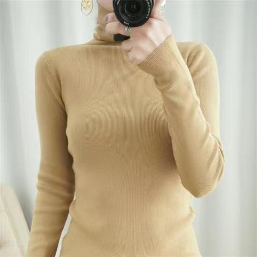 A New Large-sized Women's Sweater for Autumn and Winter, Featuring A High-neck Base Layer and Long-sleeved Knitted Sweater