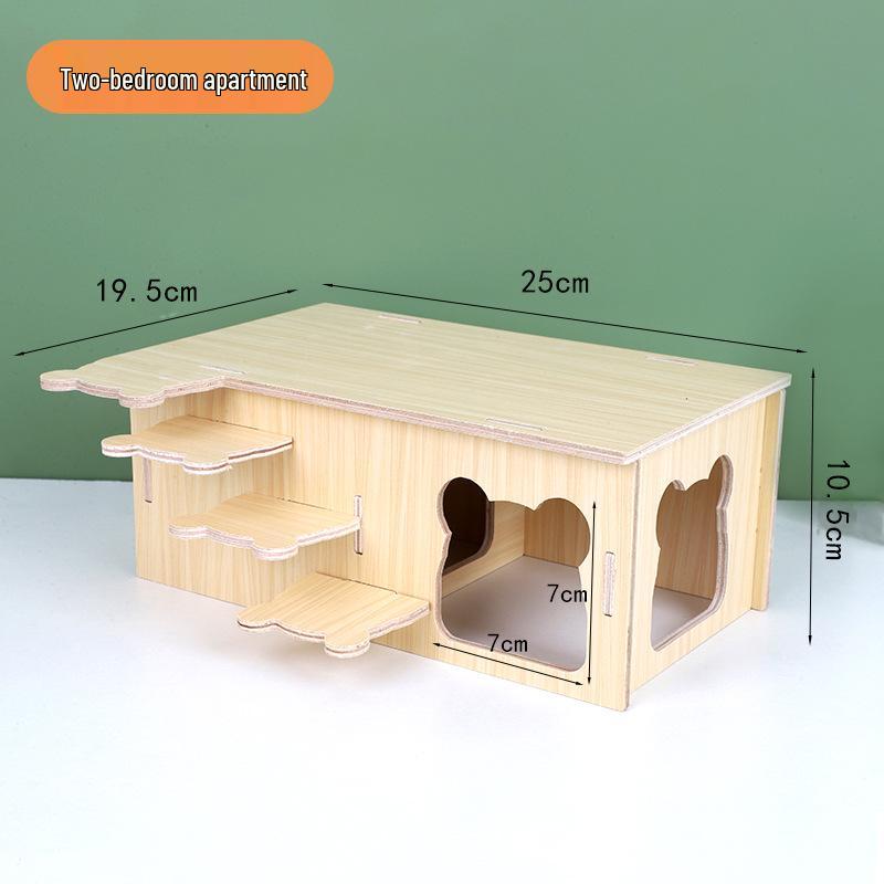 Luxury Solid Wood Hamster Villa with Pet Stairs and Sleeping Nest