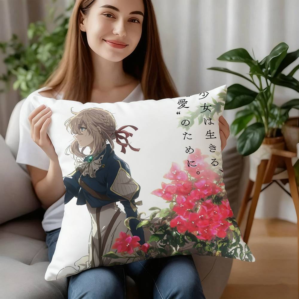 Anime Violet Evergarden Pillow Case Plush Fabric Soft Pillowcase Double Sided Print Cushion Cover Household Gifts