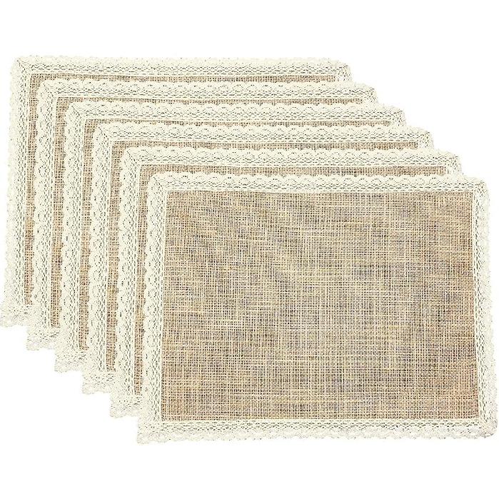 

Плейсматы Мешковина и Бежевое Кружево Джут Рустик Фермерский Дом Подставки для Стола Декор Стола & Одна из Маленьких Домашних Роскошей Жизни для Особых Случаев, Вечеринок, Jute 6