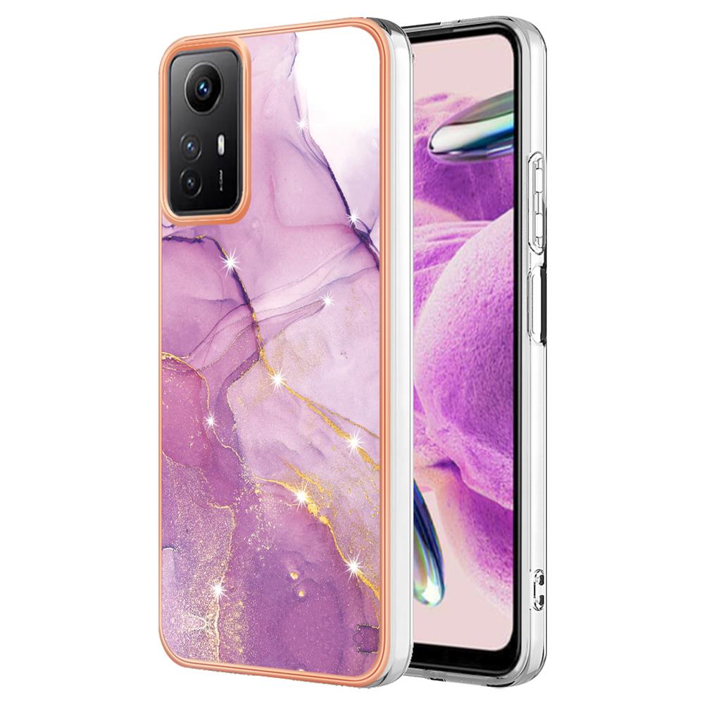 For Xiaomi Redmi Note 12S 4G TPU Case with IMD Marble Pattern Electroplated Back Cover