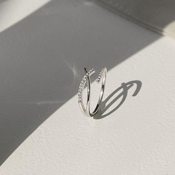 Fashionable Geometric Cross Ring With Zircon Stone Chic And Simple Design Popular Among Influencers