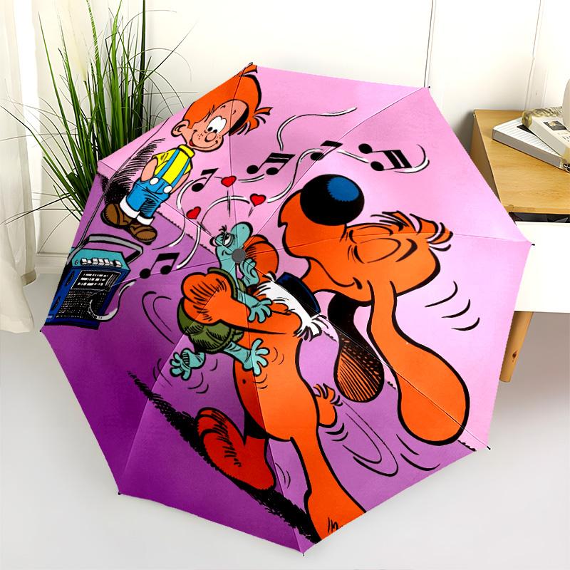 Bole and Bill Pattern, Automatic Folding Umbrella, Portable and Foldable Design, 8 Ribs, a Christmas or Birthday Gift.