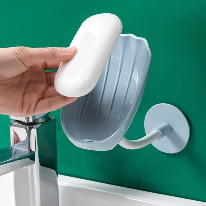 2pcs Soap Box, Bathroom Shell Shaped Storage Box, No-Punch Mobile Suction Cup Type, Soap Box for Bathroom Use