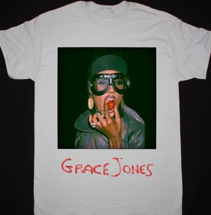 Nové Grace Jones Tričko s krátkým rukávem Bílé Všechny velikosti Unisex Tričko