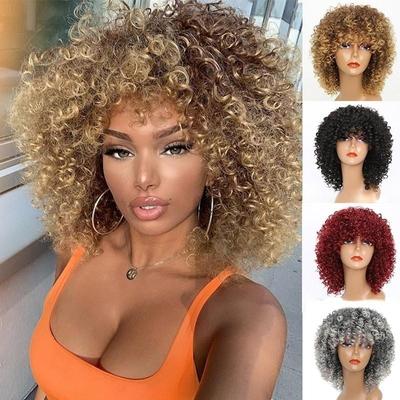Parrucca sintetica bionda Ombre di bellissimi capelli corti ricci per le donne (colore: 4 colori)