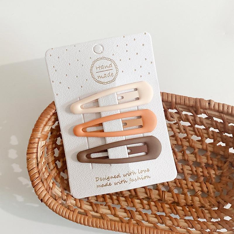3pcs Frosted Simplicity Hairpins for Girls Star Oval Triangle Square Hair Clips for Kids Snap Hair Clips Hairpins Click Clack