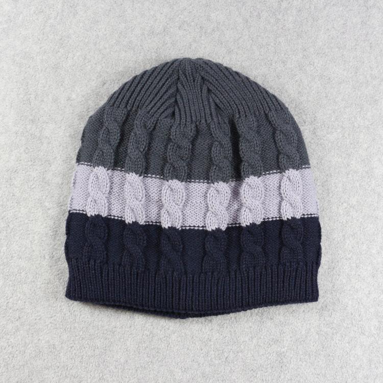 Autumn and winter color matching twist knitted hat, men's and women's cold protection ear protection warm wool hat, versatile contrasting color woven