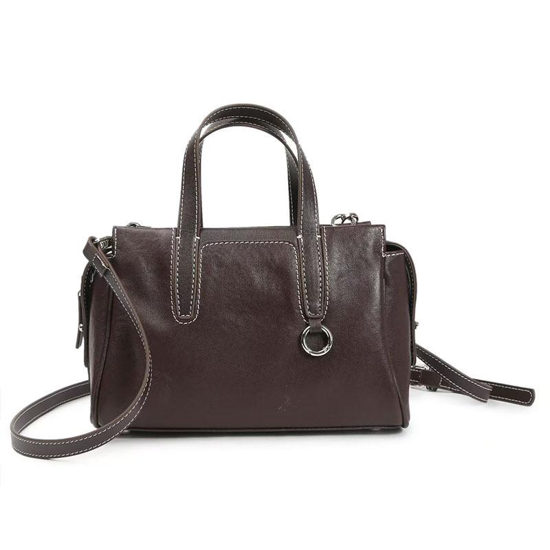 Bowling-Einkaufstasche aus pflanzlich gegerbtem Rindsleder mit oberer Schicht, Kissentasche, Vintage-Einkaufstasche, Umhängetasche