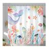 Cute Ocean Mermaid Shower Curtain - Vibrant Underwater Scene with Octopus, Jellyfish, Seahorses & Coral, Machine Washable