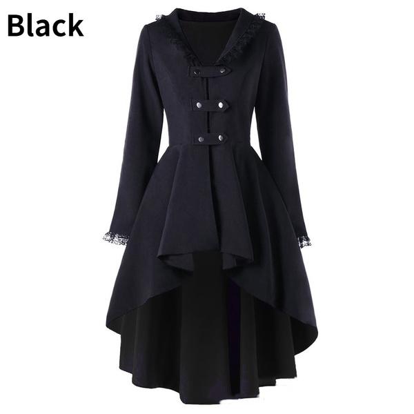 Nueva moda femenina Punk Fanático Abrigo con cola de milano