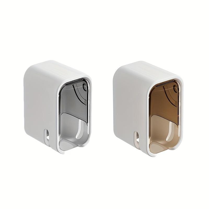 2pcs Wall-Mounted Toothbrush Holders with Covers | No-Drill Installation, Multi-Compartment Organizer for Bathroom Hygiene | Modern Bathroom Accessory