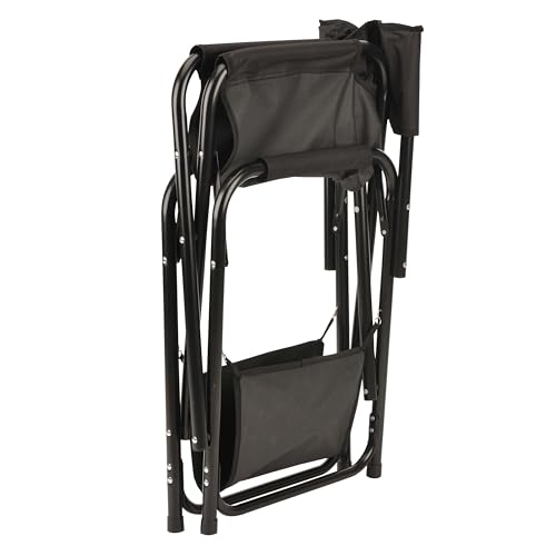 Kapitan Stag (KAPITAN STAG) Krzesło plenerowe, Aluminiowe krzesło reżyserskie z półką, Czarne, UC-1880