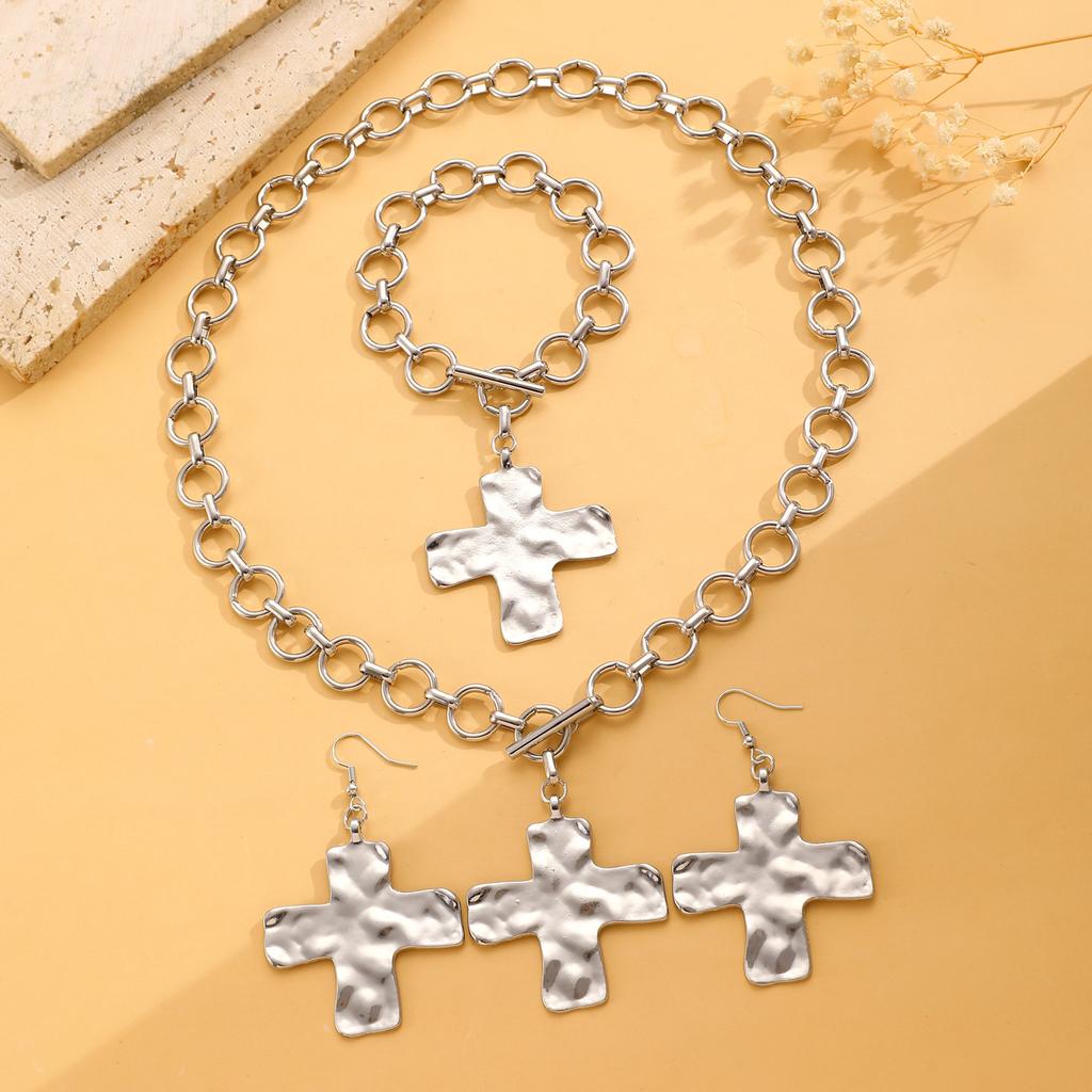 Cross Pendant Punk Jewelry Set Exaggerated Big Y2K for Women Party Jewelry Accessories 1 Set Geometric Circular Chain Jewelry Gifts Handmade