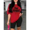 Summer Ladies Letter Printed T-shirt Loose Large Size Casual Round Neck Short-sleeved Ladies Top