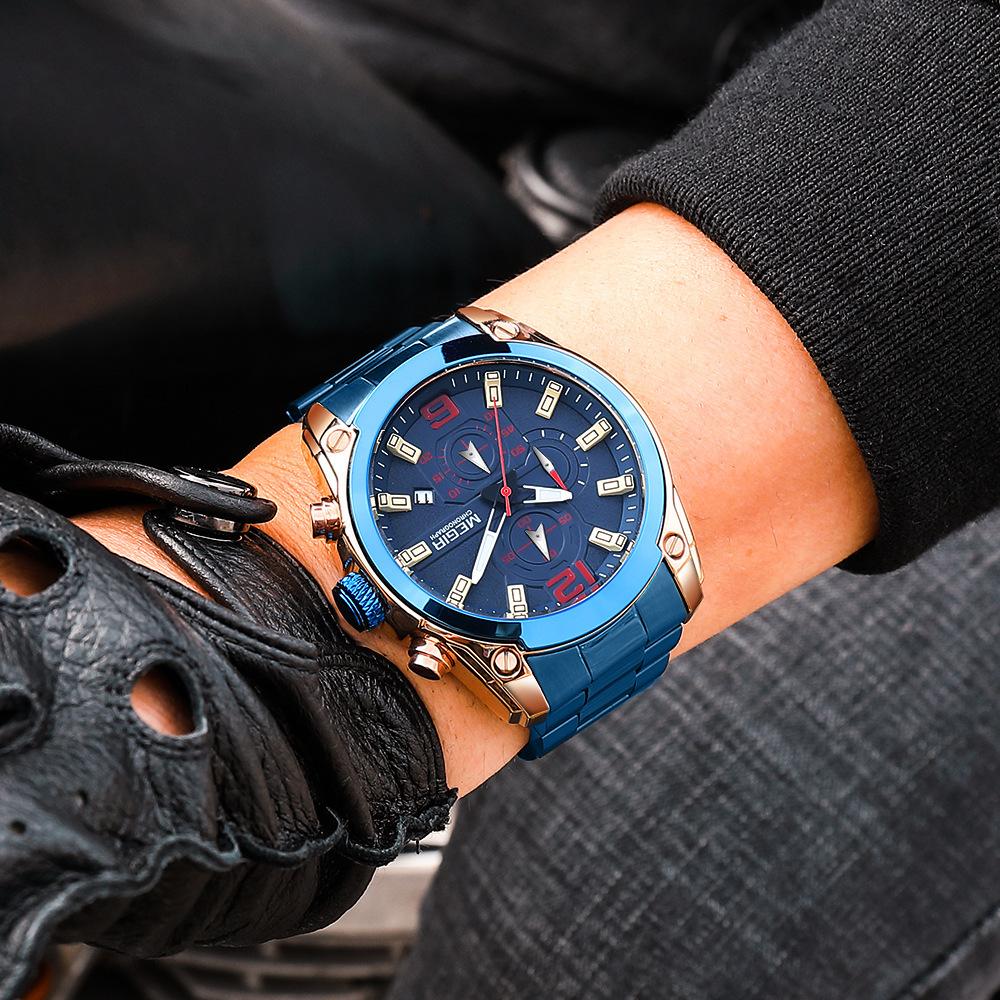 Men'S Watch Business Sports Multifunctional Chronograph Steel Belt Quartz Watch 2063