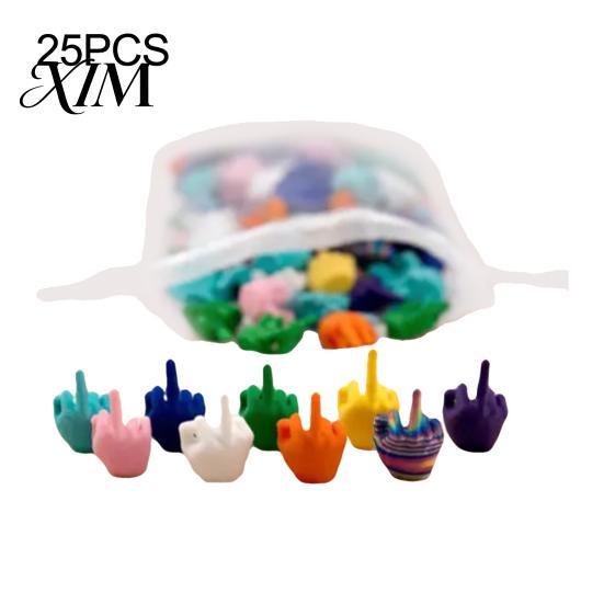 Middle Finger Desk Decoration 25/50/100Pcs 3D Printed Mini Set, Tiny Colorful for Desktop Toy Decor, Miniature Hand Gesture Figurine Gag Gift,