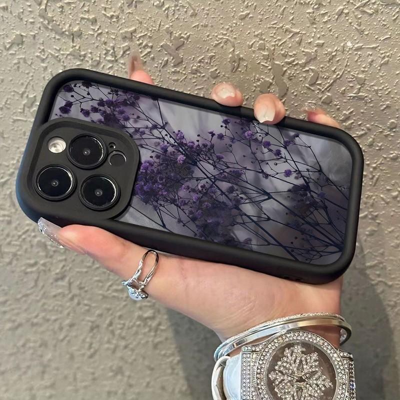 Misty Purple Dried Flower Art Phone Case for iPhone 17 16 15 14 13 12 11 Series Pro Max Plus