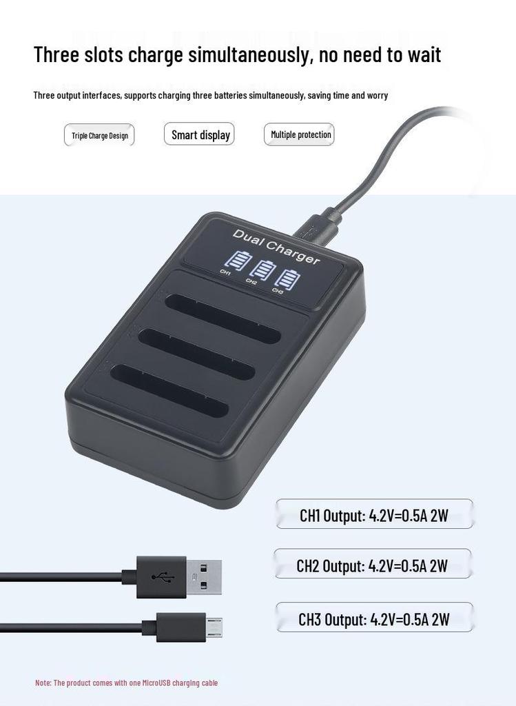 BN1 Triple Charger for Sony DSC-W630/W570/W350/W670/WX100 BN1 Camera Battery