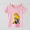 Demon Slayer Zenitsu Anime Print Cotton T Shirt for Children Boys Girls Summer Short Sleeve Casual Daily Wear Tops