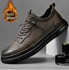New Men's 2023 Winter Four Seasons Leather Shoes: Plush, Warm, Non-Slip, Casual Outdoor and Work Shoes