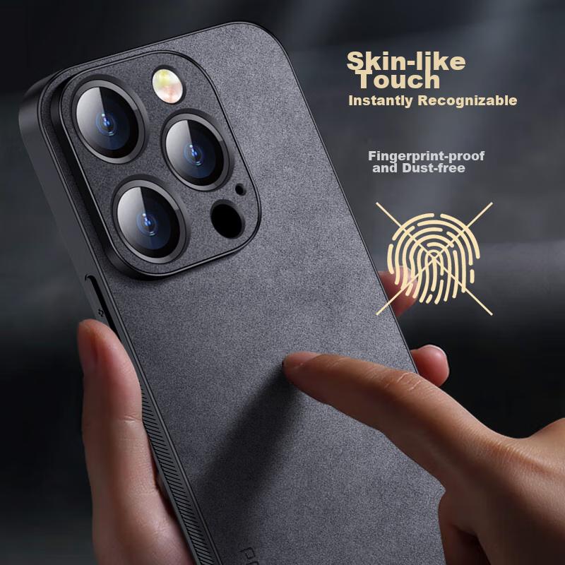 IPhone 14 Pro Case, Apple 14 Pro Protective Cover, Shockproof, Full Lens Protection, Luxury Lambskin, Simple Silicone,n, Black Leather Case