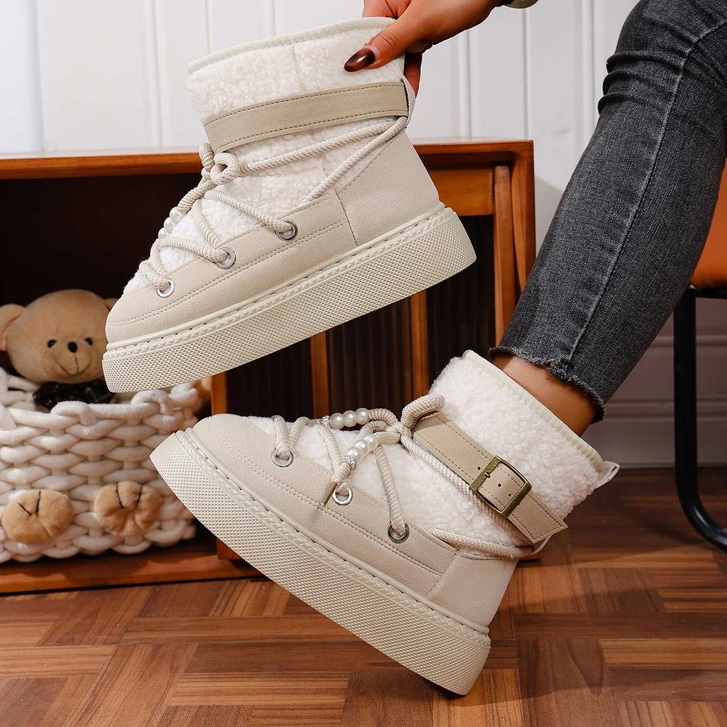 Fashionable New Elegant and Sexy Warm Work Boots Winter Round Toe Comfortable Thick Sole Anti Slip Casual Women's Snow Boots