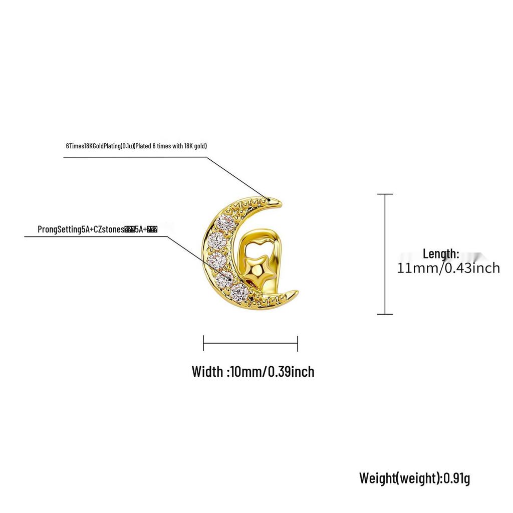Gold Cross Zirconia Moon and Stars Tooth Accessory - Hip Hop Christmas Style