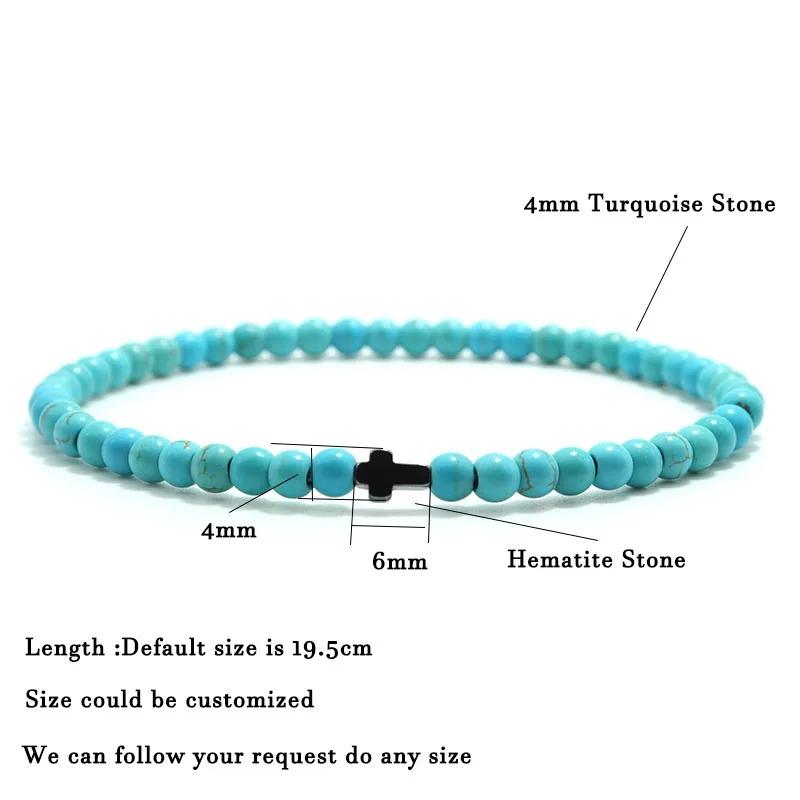 Nou Brățară Cruce Bărbați 4mm Brățară Piatră Naturală Ochi de Tigru Natural Mărgele de Orez Brățară Homme Accesorii Bărbați