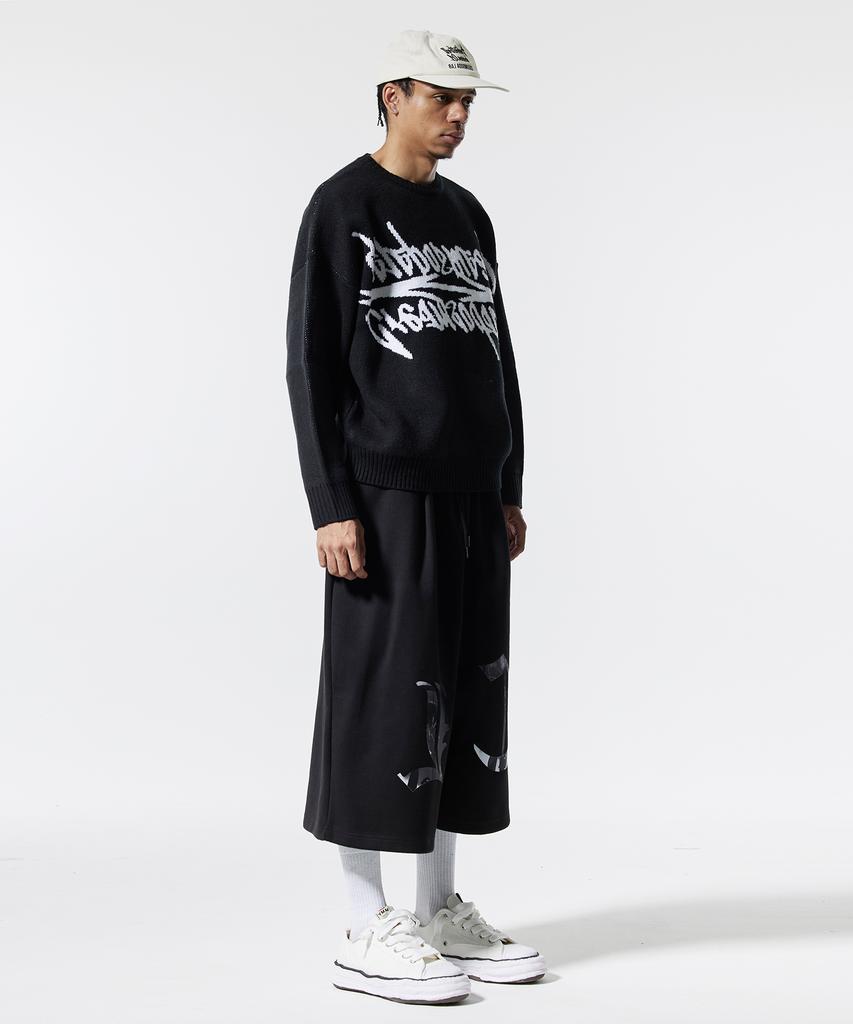 CREAM SODA LAB Big Graphic Jacquard Knit Sweatshirt Black