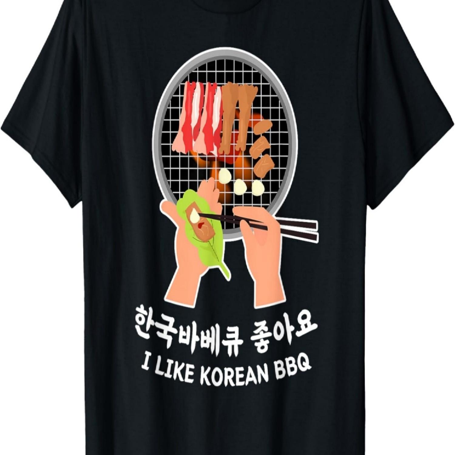 Люблю Южную Корею - Еда Бульгоги и ХангюЛЮБЛЮ КОРЕЙСКОЕ БАРБЕКЮ Футболка S чёрный
