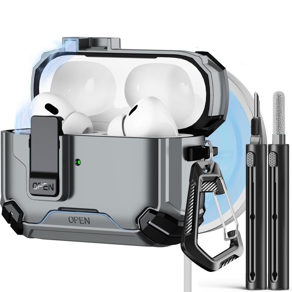 Phone Stand Case For AirPods 4 Generation Case Magnetic Automatic Lock with Cleaning Kit Shockproof Protective Case for AiPods 4