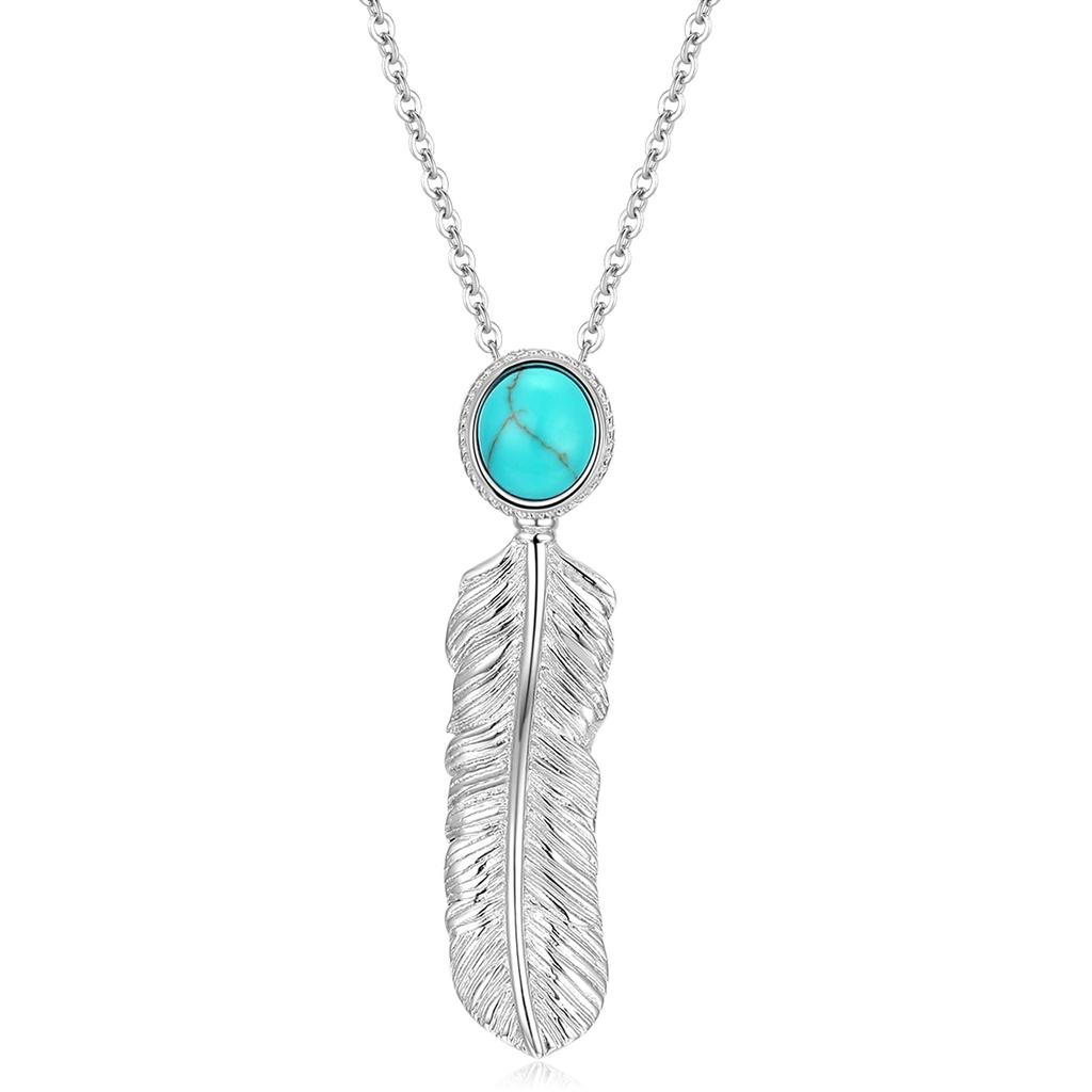 FANCIME Feather Turquoise Necklace in S925 Hawaiian Good Luck Perfect for White and Gift Wrapping Included Women's Silver, Jewelry, Charm, Day,