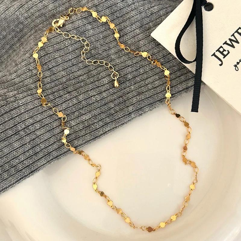 Real  Sterling Silver 18K Gold Minimalist Geometric Chain Necklaces for Women Classic Fine  Light Luxury Accessories