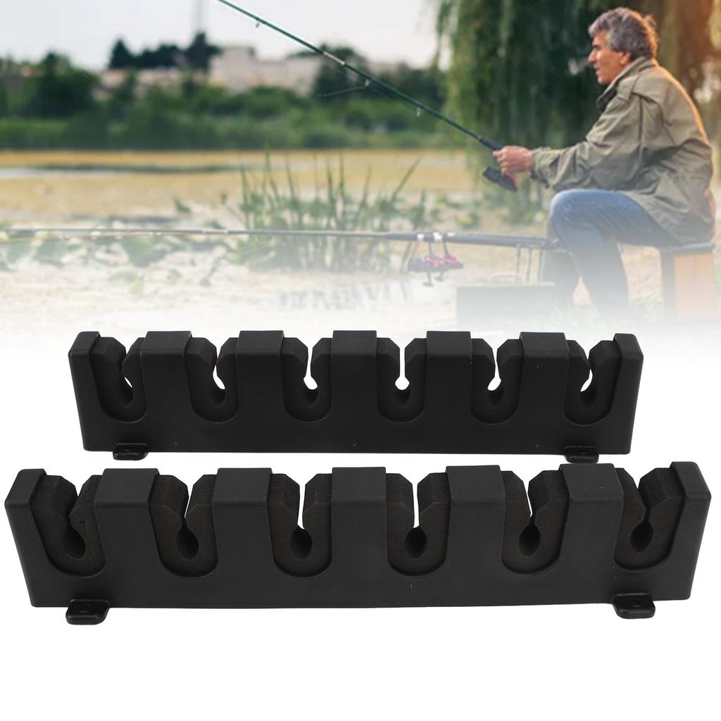 Horizontal Fishing Rod Rack Store 6 Rods Safely Securely Soft Foam Grip Pads Wall Mounted Fishing Pole Holder