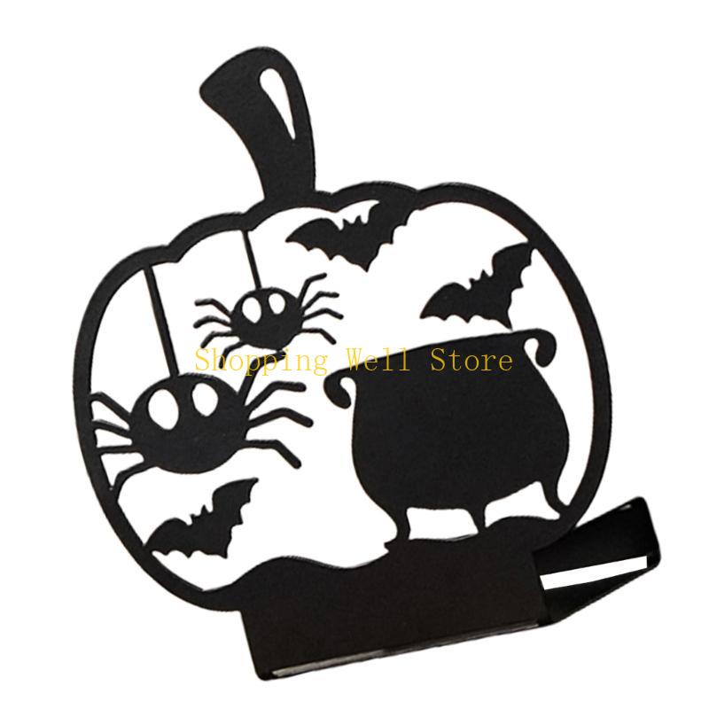 KX4B Halloween Holders Horror Ghostly Bat Spiderweb Black Candlestick Table Centerpieces Tealight Stand Decors