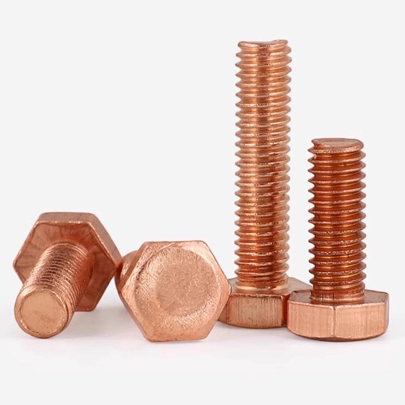 1-4 stuks T2 Puur Koper Buitenzeskant Schroef M3M4M5M6M8M10M12 Rood Koper Geleidende Bout Dubbelkoppig Elektrolytisch Koperen Bout