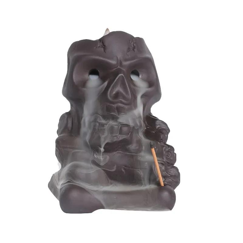 1pc Ceramic Waterfall Incense Burner, Halloween Backflow Incense Burner,Halloween Home Decor,Creative Home Aromatherapy Gifts