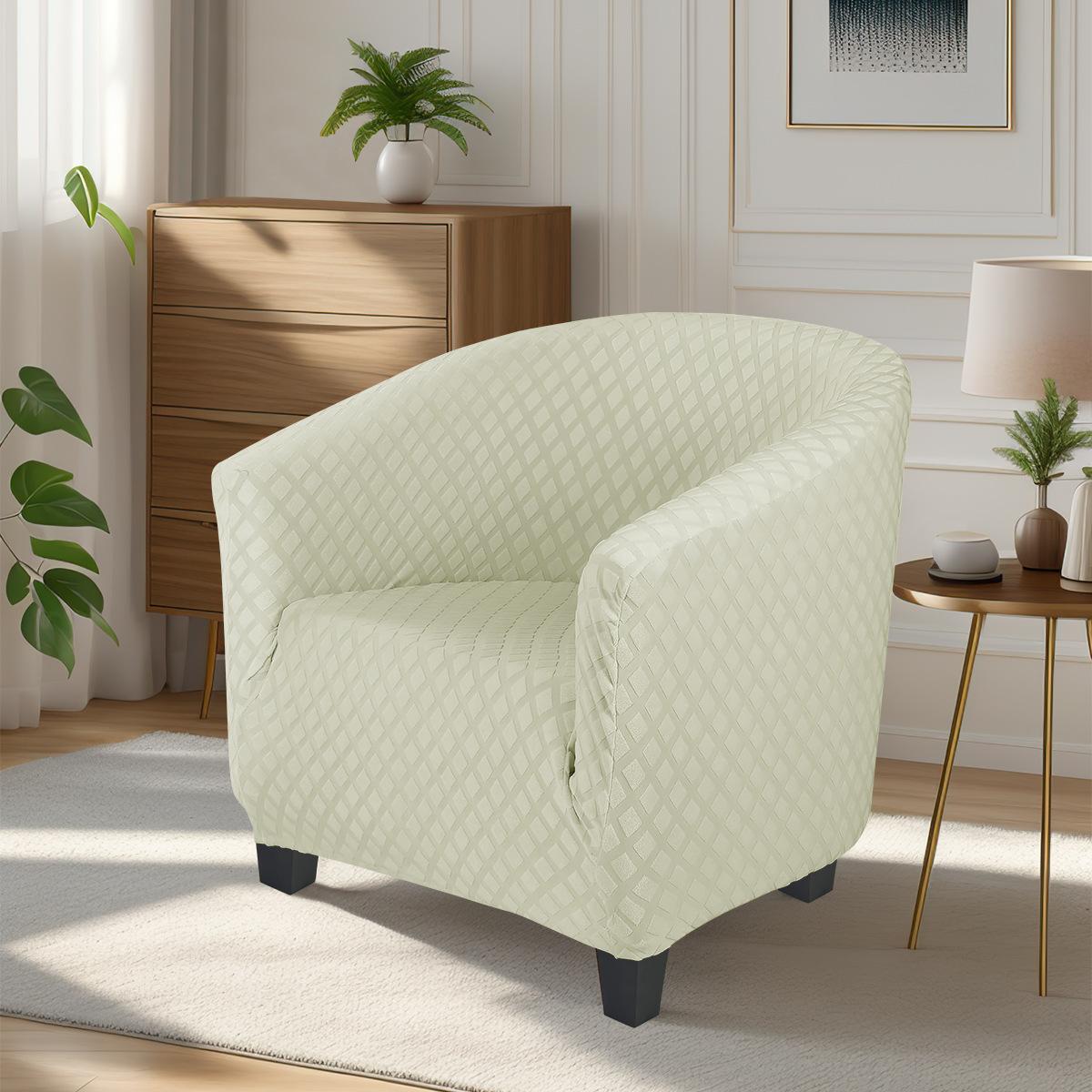 

Home Decoration Jacquard Stretch Chair Cover Solid Color Plaid Single Sofa Slipcovers Nordic Club Chair Cover Accessories