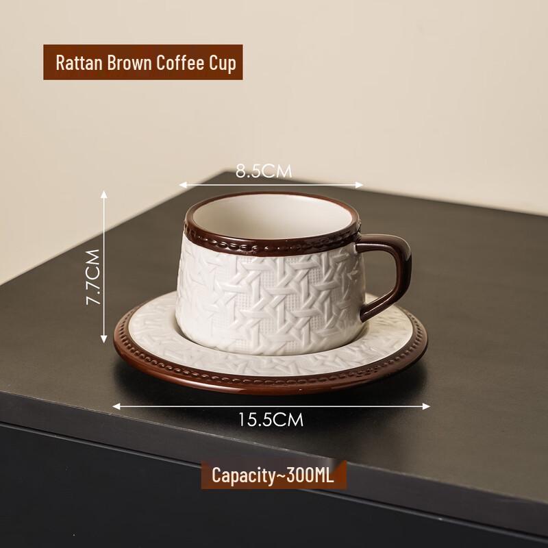 Shangqi Retro Geprägtes Rattan-Geflecht Kaffeetassen- & Untertassenset