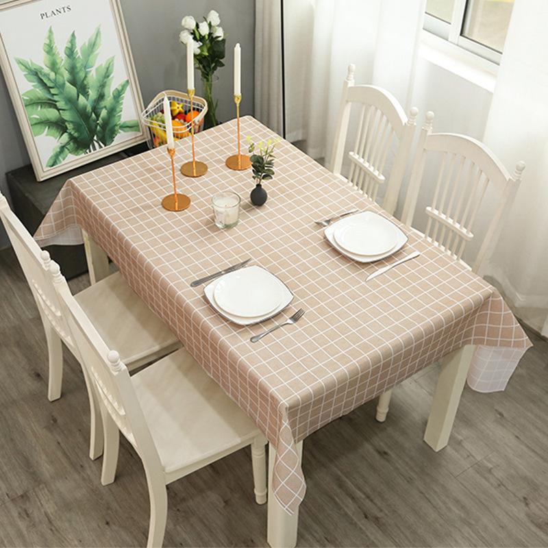 Peva Simple Waterproof And Oil-Proof Home Modern Grid Tablecloth Fruit Anti-Scalding Leave-In Plaid Tablecloth