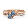 London Blue Topaz Twin Stone Pave Bypass Ring - 925 Sterling Silver Rose Gold Vermeil