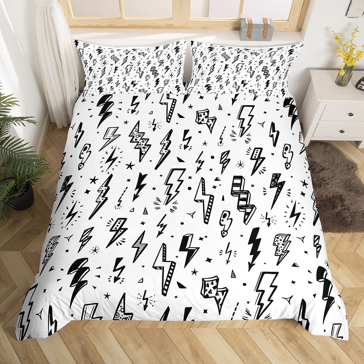 

Cartoon Flashing Lightning Duvet Covers For Kids Teens Lightweight Bedspread Cover Bedroom Decor Colorful Lightning Bedding Sets AU Single(140*210cm)3pcs