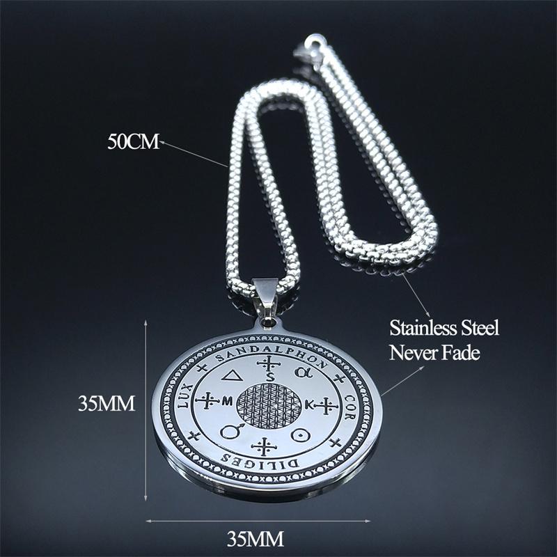 Sandalphon Cor Deleges Lux Stainless Steel Flower of Life Necklaces Chain Women Silver Color Necklaces Jewelry colier N3659S02