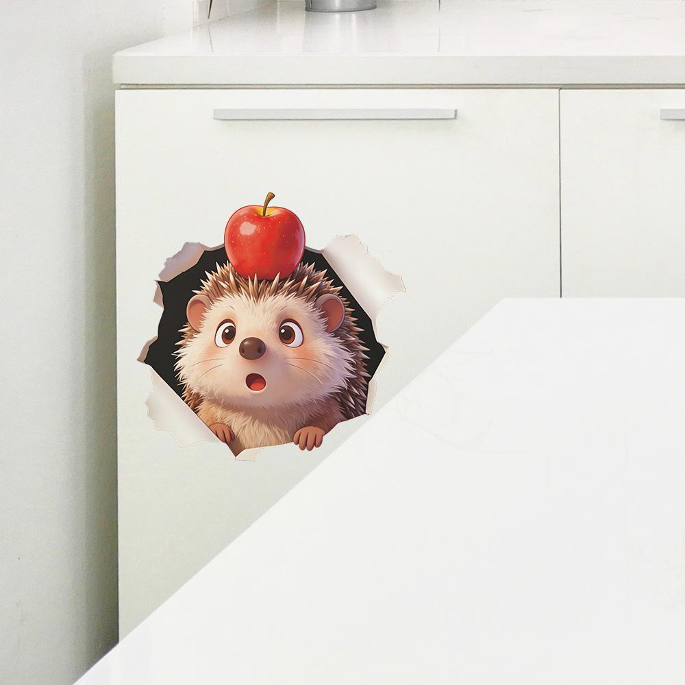 Cartoon Cute Hedgehog Fridge Magnet Sticker Self-Adhesive Removable for Kitchen Home Decor Art