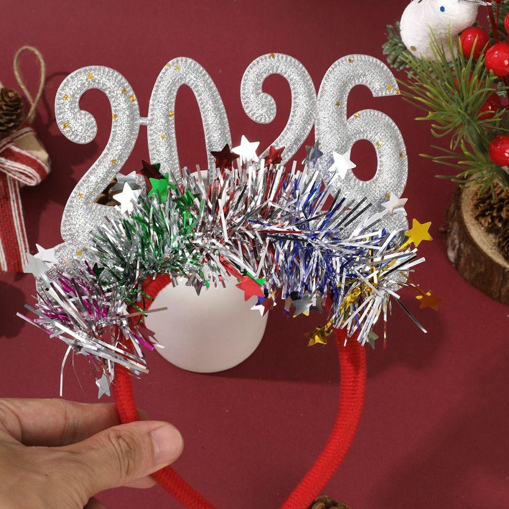 Star Color Strip Christmas Headband Glitter Sequins Numbers Design New Year Headband Party Props Creative Decoration