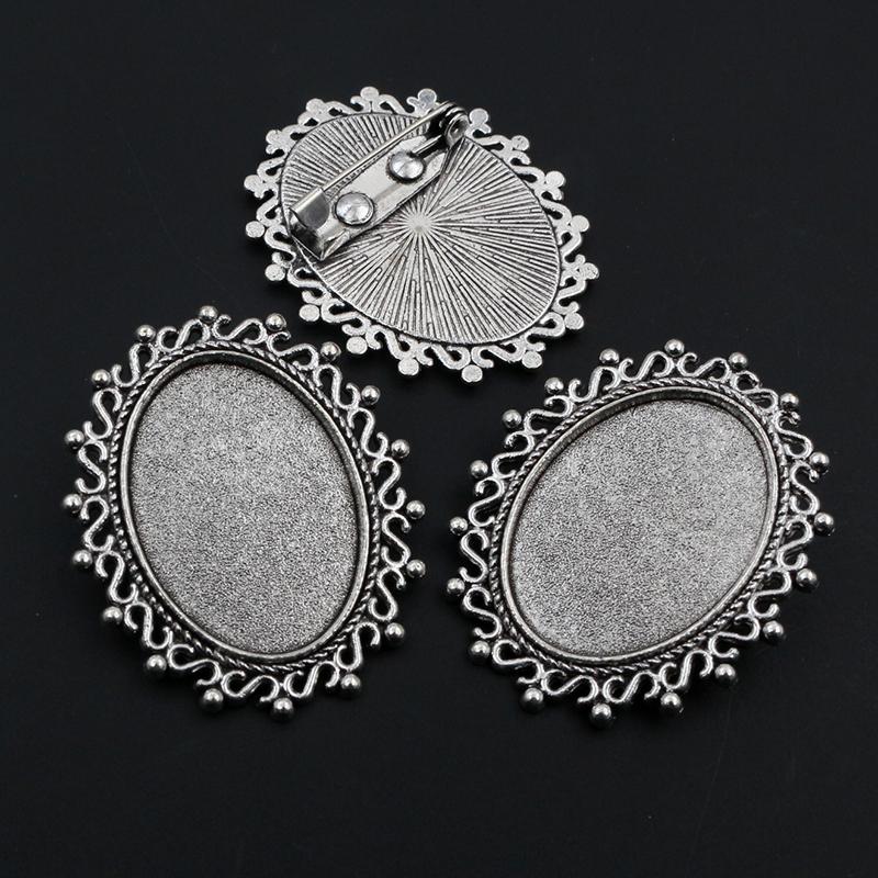 5pcs 18x25mm Inner Size Multi Styles Brooch Cabochons Blank Base Setting Tray Bezel DIY Jewelry Making Accessories Findings